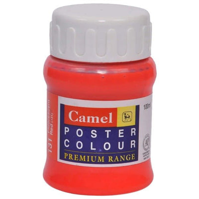 Camel Poster Colour 100ML Fluorescent Red (131) | Reliance Fine Art |Poster Colours