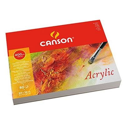 Canson Acrylic Pad Cold pressed 400 GSM (A4 Size:24x32cm) 50 Sheets (200807412) | Reliance Fine Art |Art PadsPaper Pads for PaintingSketch Pads & Papers