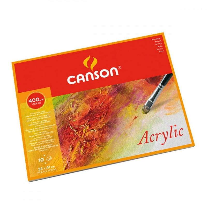 Canson Acrylic Pads Glued on 4 sides - Cold pressed GSM-400 (A3 Size:32x41cm) | Reliance Fine Art |Art PadsPaper Pads for PaintingSketch Pads & Papers