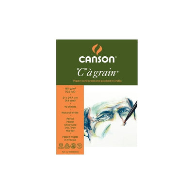 Canson C à Grain Drawing 180 GSM Light Grain A4 Paper Sheets (Natural White, 10 Sheets in Pack) | Reliance Fine Art |Paper Pads for PaintingSketch Pads & Papers
