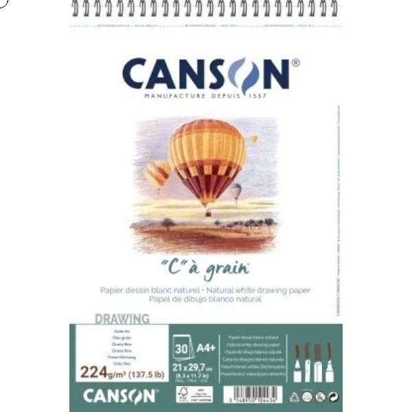 Canson "C"a` Grain Pad 224gsm 21x29.7cm-A4+ Spiral Bound | Reliance Fine Art |Art PadsSketch Pads & Papers