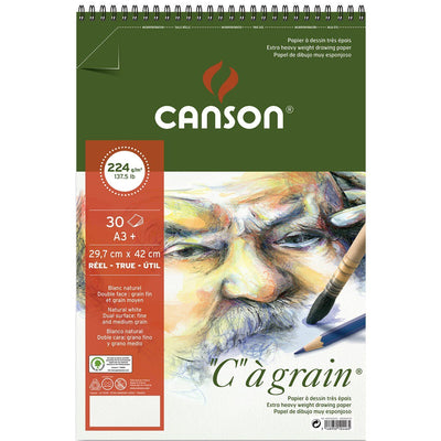 Canson "C"a` Grain Pad 224gsm Size-29.7x42cm-A3+ Spiral Bound | Reliance Fine Art |Art PadsSketch Pads & Papers