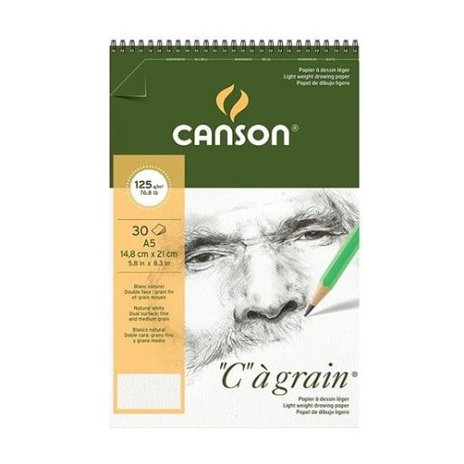 Canson "C"a` grain Spiral bound 125gsm Size-14.8x21cm-A5+ | Reliance Fine Art |Art PadsSketch Pads & Papers