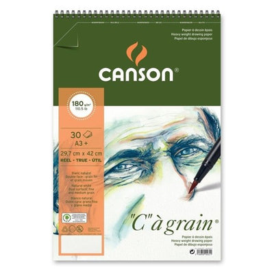 Canson "C"a` grain Spiral Bound 125gsm Size-29.7x42cm-A3+ | Reliance Fine Art |Art PadsSketch Pads & Papers