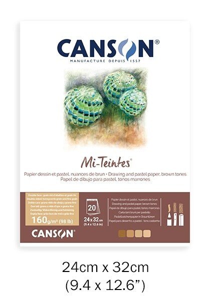 Canson Mi-Teintes Pastel Pad Brown Tones 4 Shades - 20 sheets (24cmx32cm) A4 (31032P001) | Reliance Fine Art |Art PadsSketch Pads & Papers