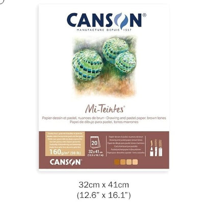 Canson Mi-Teintes Pastel Pad Brown Tones 4 Shades - 20 sheets (32cmx41cm) A3+ (31032P002) | Reliance Fine Art |Art PadsSketch Pads & Papers