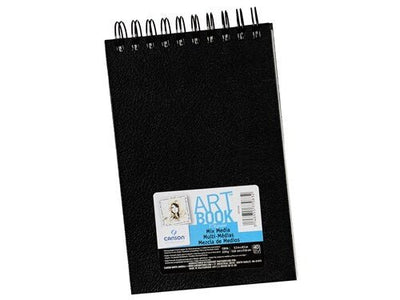 Canson Mixed Media Art Book - Black cover+spiral GSM-224; (A5 Size:14x21.6cm) | Reliance Fine Art |Art JournalsArt PadsSketch Pads & Papers