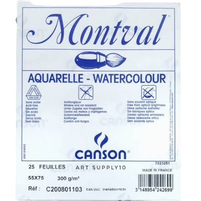 Canson Montval Cold Pressed 300gsm Watercolour Sheet A1 (55x75cm) (25 Sheets pack) | Reliance Fine Art |Canson Watercolor Paper