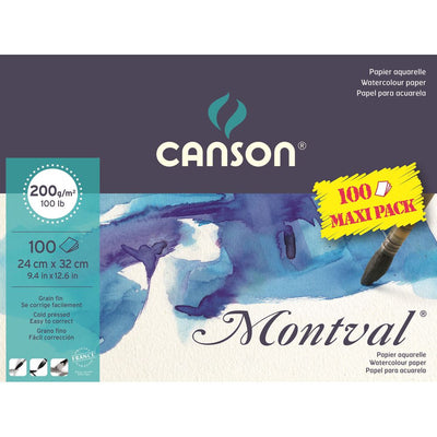 Canson Montval Watercolour Pad 200 GSM 100 Sheets (A4+, Size:24x32cm) (200807353) | Reliance Fine Art |Canson Watercolor PaperSketch Pads & PapersWatercolor Blocks and Pads