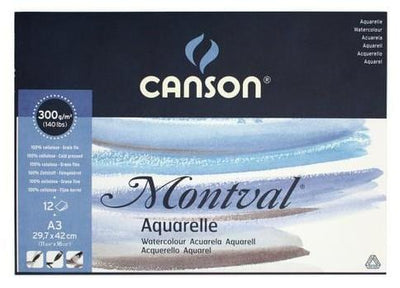 Canson Watercolor Montval Pads (A3 Size:29.7x42cms) Cold pressed; 300 GSM (200807320) | Reliance Fine Art |Canson Watercolor PaperSketch Pads & PapersWatercolor Blocks and Pads