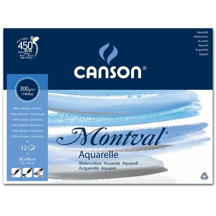Canson Watercolor Montval Pads (A3+ Size:36x48cms) Cold pressed; 300 GSM | Reliance Fine Art |Canson Watercolor PaperSketch Pads & PapersWatercolor Blocks and Pads