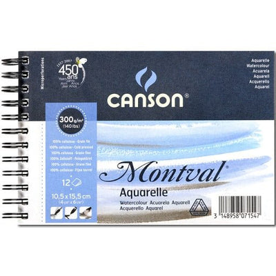 Canson Watercolor Montval Pads(A6 Size:10.5x15.5cms)ColdPressed,SnowyGrain;300GSM-Spiral onshortside | Reliance Fine Art |Canson Watercolor PaperSketch Pads & PapersWatercolor Blocks and Pads