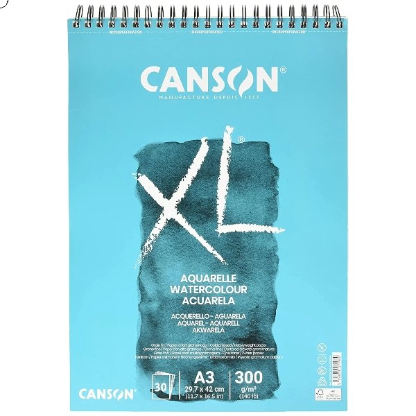 Canson XL Aquarelle Cold Pressed Watercolour Spiral Bound 300gsm A3 (Landscape) | Reliance Fine Art |Art PadsCanson Watercolor PaperSketch Pads & Papers