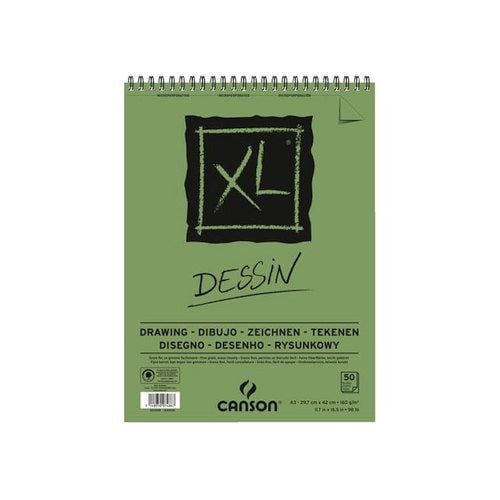 Canson XL Drawing Albums - spiralbound on short side GSM-160; Size-29.7x42cm-A3 | Reliance Fine Art |Art PadsSketch Pads & Papers