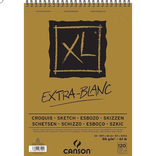 Canson XL Extra-Blanc Sketch A4 90 GSM 120 Sheets (21x29.7cm) (200787500) | Reliance Fine Art |Art PadsSketch Pads & Papers