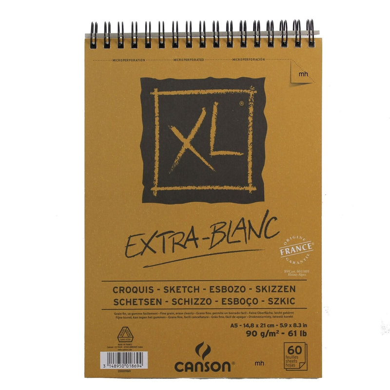 Canson XL Extra White drawing Sketch Pad A5 90gsm 60 Sheets (200001869) | Reliance Fine Art |Art PadsSketch Pads & Papers
