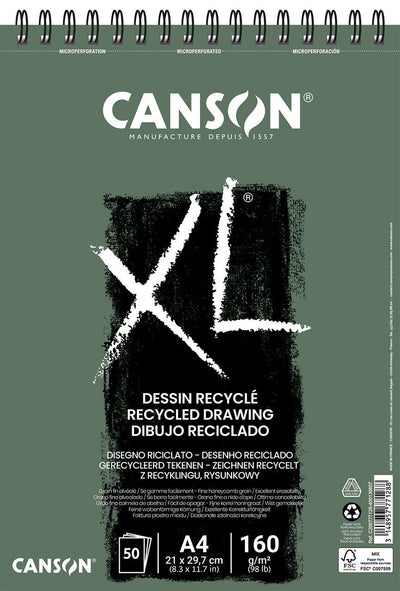 Canson XL Recycle Albums Spiral 160gsm A4 (8.3x11.7) inches) | Reliance Fine Art |Sketch Pads & Papers