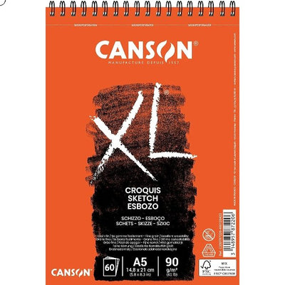 Canson XL Sketch - Albums spiral-bound on short side - Ivory GSM-90; Size-14.8x21cm-A5 | Reliance Fine Art |Art PadsSketch Pads & Papers