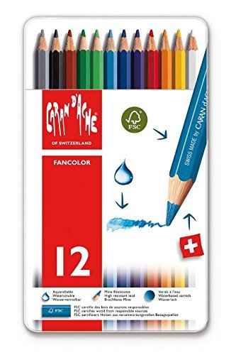 Caran dAche Fancolor Color Pencils, 12 Colors | Reliance Fine Art |Sketching Pencils Sets