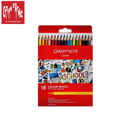 CaranD'ache 18 Colour Pencils - Watersoluble soft lead (1290.718) | Reliance Fine Art |Sketching Pencils Sets