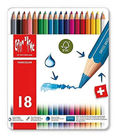 CaranD'ache Fancolor Pencils Set of 18 (1288.318) | Reliance Fine Art |Sketching Pencils Sets