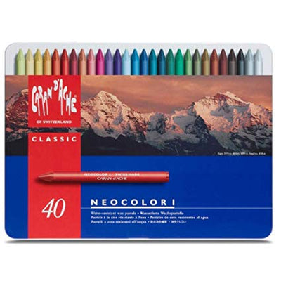 CaranD'ache Neocolor I Water-Resistant Wax Pastels Set of 40 (7000.340) | Reliance Fine Art |Pastels
