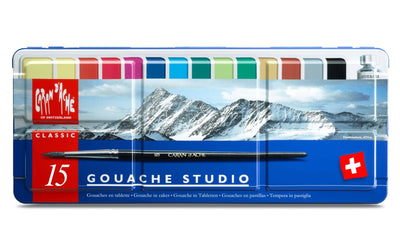 CaranD`ache Studio Gouache Cakes Set of 15 + Brush (1000.315) | Reliance Fine Art |Gouache Paint SetsGouache PaintsPaint Sets