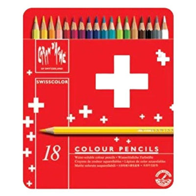 CaranD'ache Swisscolor Watercolour Pencils set of 18 (1285.718) | Reliance Fine Art |Sketching Pencils Sets