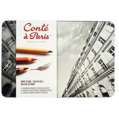 Conte a Paris Sketch Set of 12 (2186) | Reliance Fine Art |Charcoal & GraphitePastelsSketching Pencils Sets