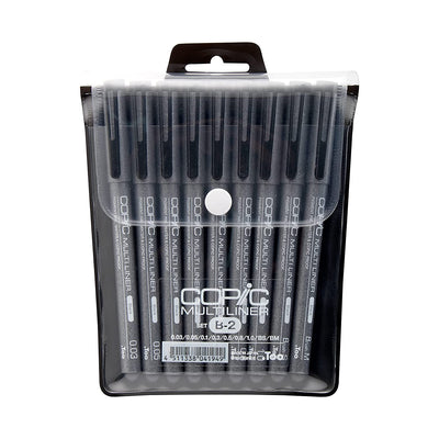 Copic Multiliner Pen Set - Black Assorted Nibs Set of 9 | Reliance Fine Art |Illustration Pens & Brush PensMarkers
