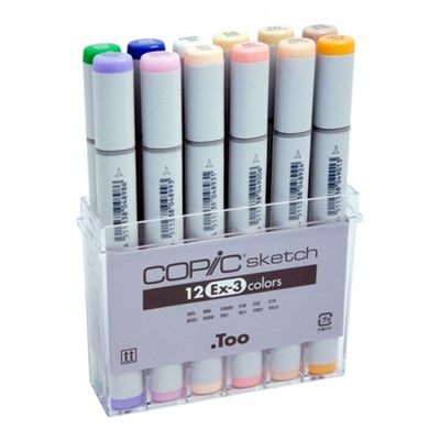 Copic Sketch Markers Set of 12 EX-03 - Alcohol Markers | Reliance Fine Art |Markers