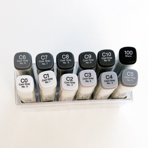 Copic Sketch Set of 12 Cool Grey Colours - Alcohol Markers | Reliance Fine Art |Markers