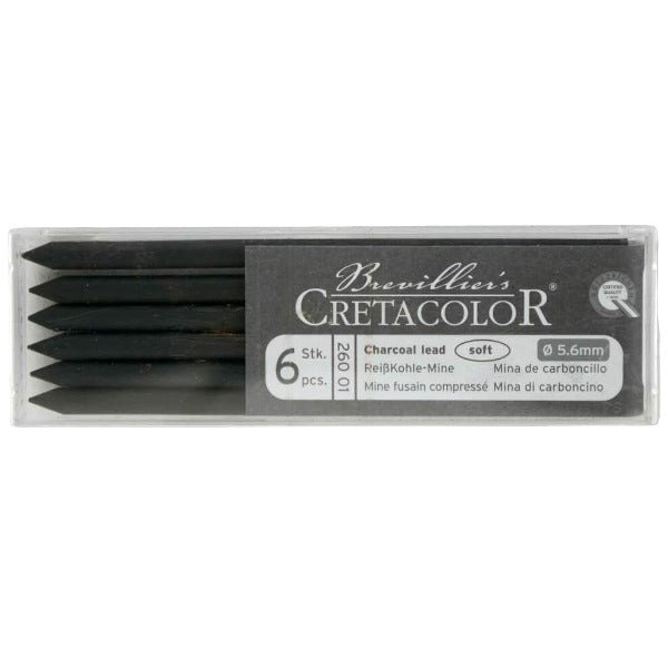 Cretacolor Charcoal Lead 5.6mm Box of 6 | Reliance Fine Art |Charcoal & Graphite