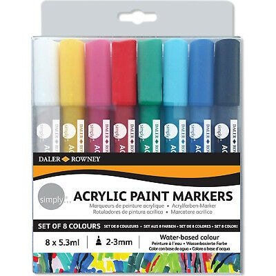 Daler & Rowney Acrylic Paint Markers set 8 | Reliance Fine Art |Illustration Pens & Brush PensMarkersPaint Markers