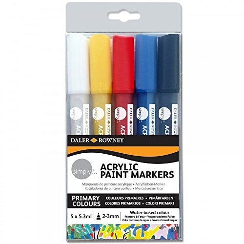 Daler Rowney Acrylic Paint Markers Set of 5 - 2mm (126300903) | Reliance Fine Art |Illustration Pens & Brush PensMarkersPaint Markers
