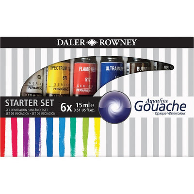 Daler Rowney Aquafine Gouache Set of 6x15 ML (136901004) | Reliance Fine Art |Gouache Paint SetsGouache PaintsPaint Sets