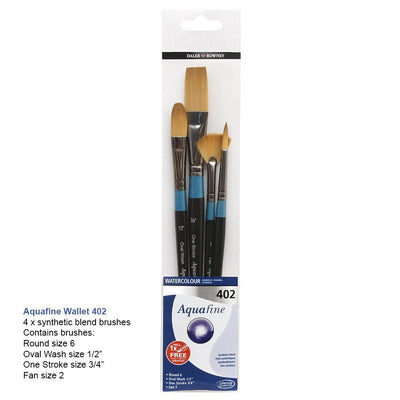 Daler & Rowney Aquafine SH Watercolor Brush Wallet Set of 4 (402) | Reliance Fine Art |Brush SetsDaler Rowney Aquafine BrushesWatercolour Brushes