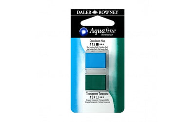 Daler-Rowney Aquafine Watercolour - Half Pan Twin Set - Cerulean Blue Hue/Transparent Turquoise | Reliance Fine Art |Daler Rowney Aquafine Watercolor Half PansWater ColorWatercolor Paint