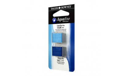 Daler-Rowney Aquafine Watercolour - Half Pan Twin Set - Cobalt Blue Hue/Phthalo Blue | Reliance Fine Art |Daler Rowney Aquafine Watercolor Half PansWater ColorWatercolor Paint