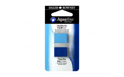 Daler-Rowney Aquafine Watercolour - Half Pan Twin Set - Cobalt Blue Hue/Phthalo Blue | Reliance Fine Art |Daler Rowney Aquafine Watercolor Half PansWater ColorWatercolor Paint