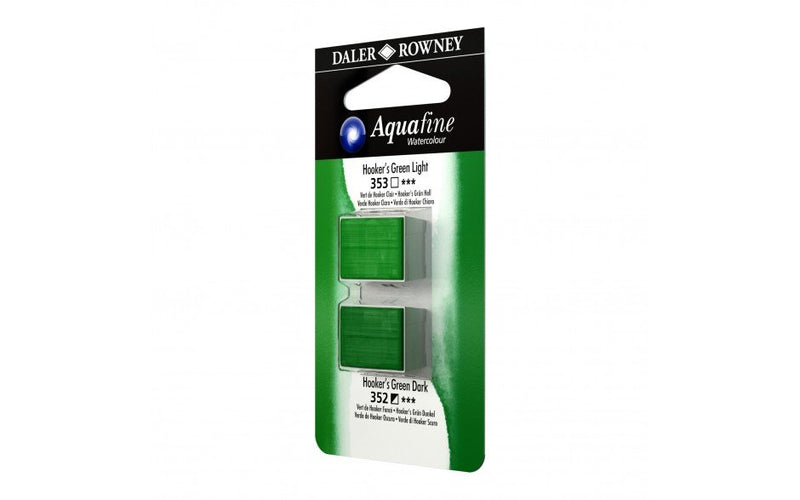 Daler-Rowney Aquafine Watercolour - Half Pan Twin Set - Hooker`s Green Light/Hooker`s Green Dark | Reliance Fine Art |Daler Rowney Aquafine Watercolor Half PansWater ColorWatercolor Paint