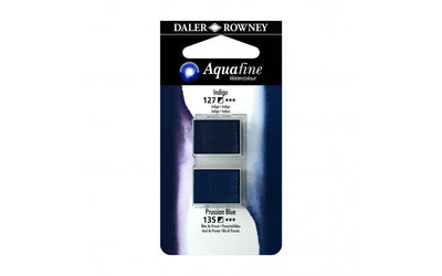 Daler-Rowney Aquafine Watercolour - Half Pan Twin Set - Indigo/Prussian Blue | Reliance Fine Art |Daler Rowney Aquafine Watercolor Half PansWater ColorWatercolor Paint