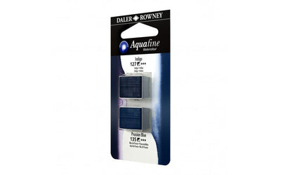 Daler-Rowney Aquafine Watercolour - Half Pan Twin Set - Indigo/Prussian Blue | Reliance Fine Art |Daler Rowney Aquafine Watercolor Half PansWater ColorWatercolor Paint