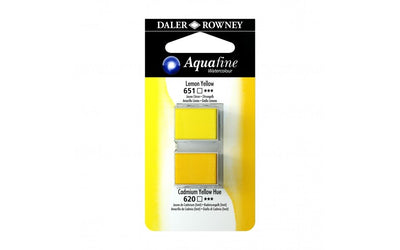 Daler-Rowney Aquafine Watercolour - Half Pan Twin Set - Lemon Yellow/Cadmium Yellow Hue | Reliance Fine Art |Daler Rowney Aquafine Watercolor Half PansWater ColorWatercolor Paint