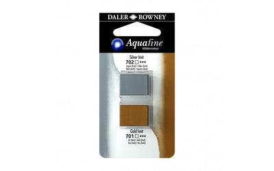 Daler-Rowney Aquafine Watercolour - Half Pan Twin Set - Silver/Gold | Reliance Fine Art |Daler Rowney Aquafine Watercolor Half PansWater ColorWatercolor Paint