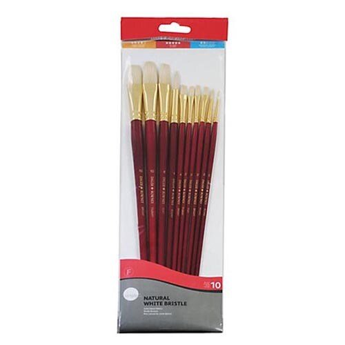 Daler-Rowney Brush Natural White Bristle Set Of 10 (216940110) | Reliance Fine Art |Brush Sets