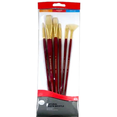Daler Rowney Brush Natural White Bristle Set Of 6 LH (216940601) | Reliance Fine Art |Brush Sets