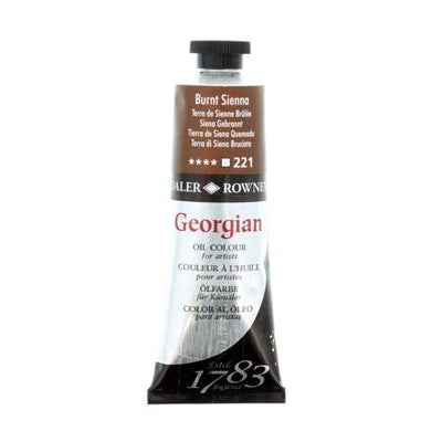 Daler Rowney Georgian Oil 225 ML Burnt Sienna (221) | Reliance Fine Art |Daler & Rowney Georgian Oil ColoursOil Paints