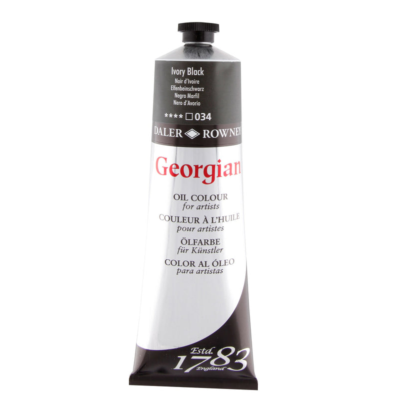 Daler Rowney Georgian Oil 225 ML Ivory Black (034) | Reliance Fine Art |Daler & Rowney Georgian Oil ColoursOil Paints