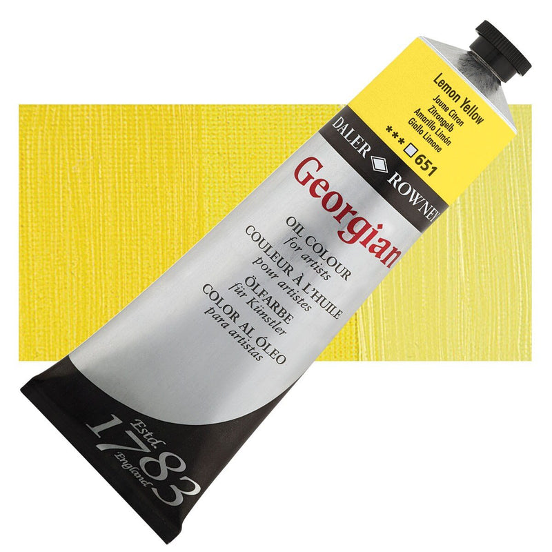 Daler Rowney Georgian Oil 225 ML Lemon Yellow (651) | Reliance Fine Art |Daler & Rowney Georgian Oil ColoursOil Paints